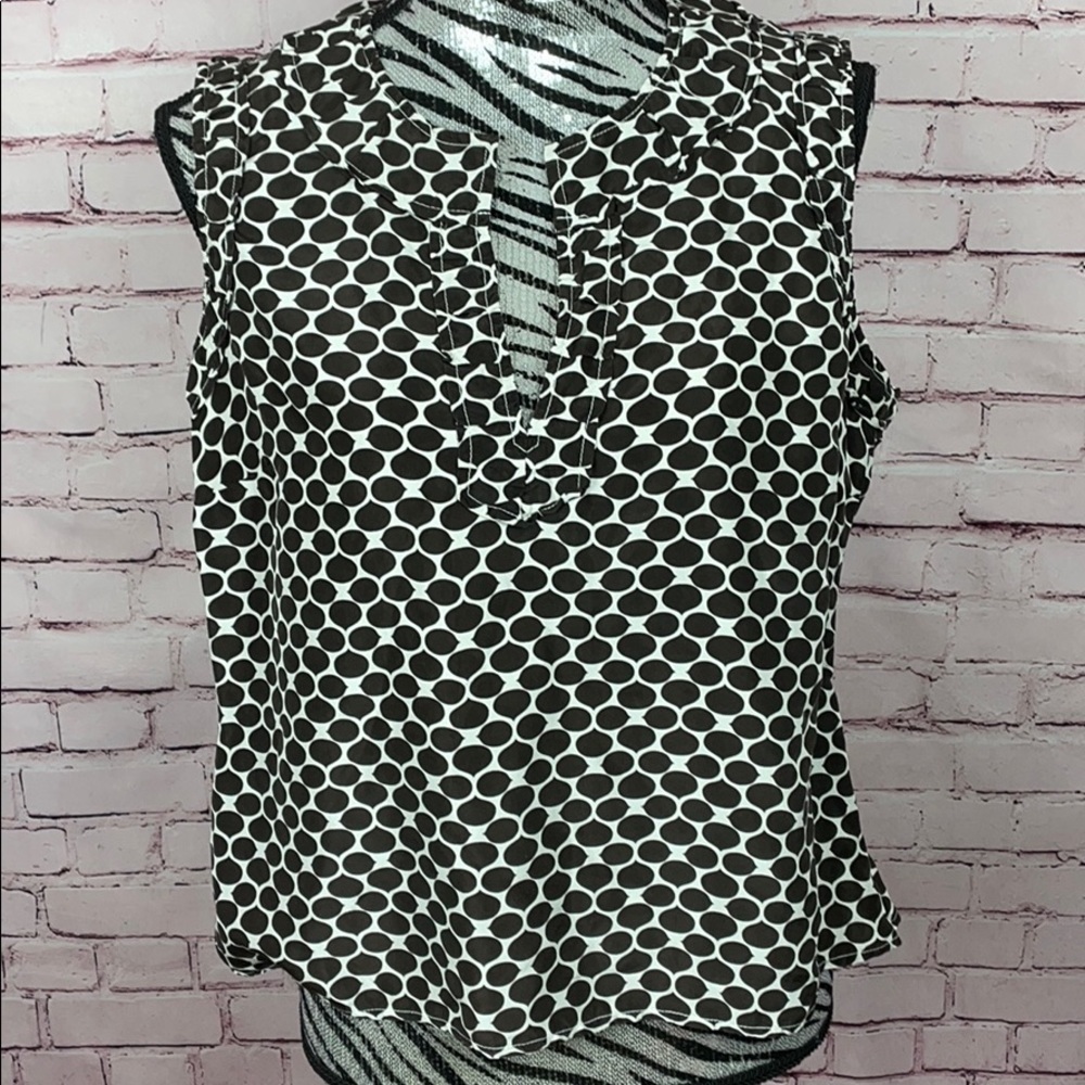 Talbots Black and White Sleeveless Blouse